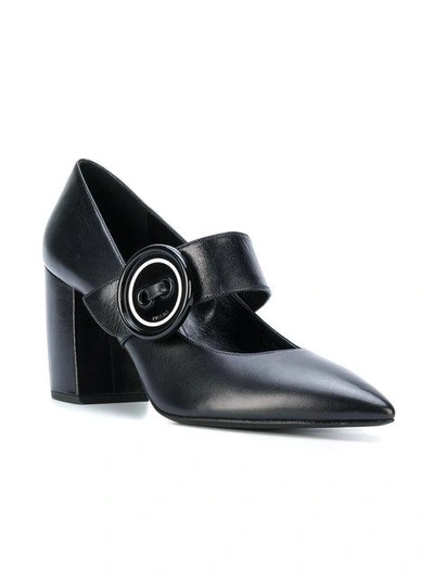Shop Prada Buttoned Mary Jane Pumps In Black