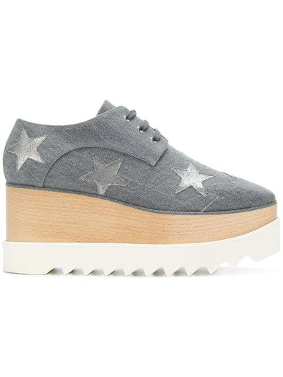 Shop Stella Mccartney Star Elyse Denim Platform Shoes In Grey