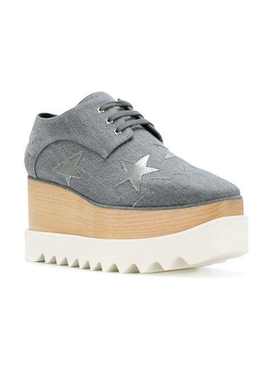 Shop Stella Mccartney Star Elyse Denim Platform Shoes In Grey