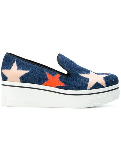Shop Stella Mccartney Star Binx Denim Loafers In Blue