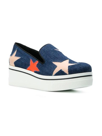Shop Stella Mccartney Star Binx Denim Loafers In Blue