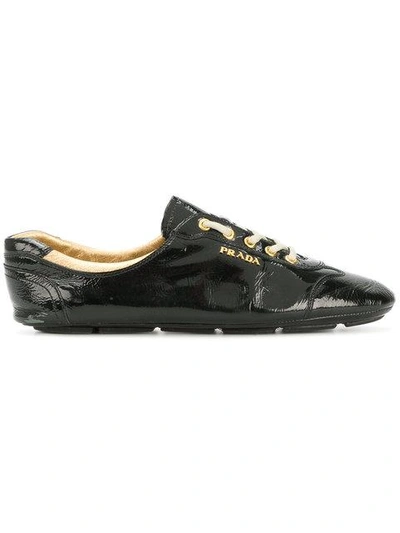 Shop Prada Vintage Logo Lace-up Sneakers - Black