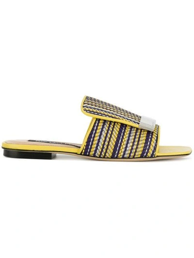 Shop Sergio Rossi Striped Sr1 Sandals - Yellow