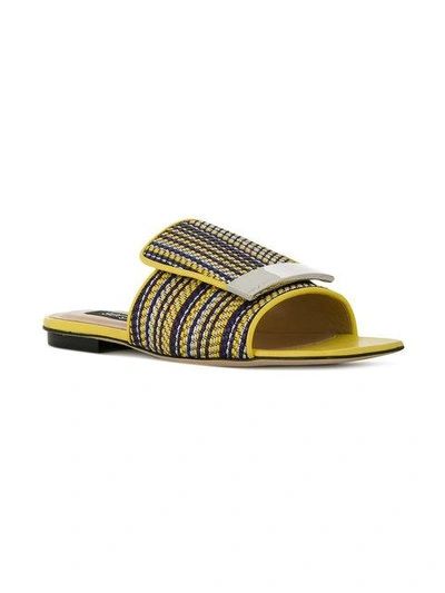 Shop Sergio Rossi Striped Sr1 Sandals - Yellow
