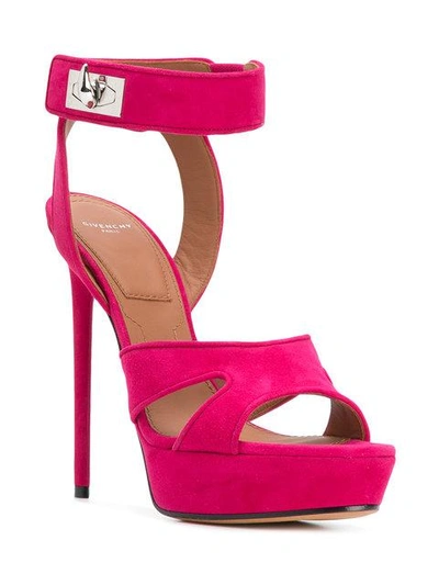 Givenchy Shark Suede Plateau Sandals In Pink