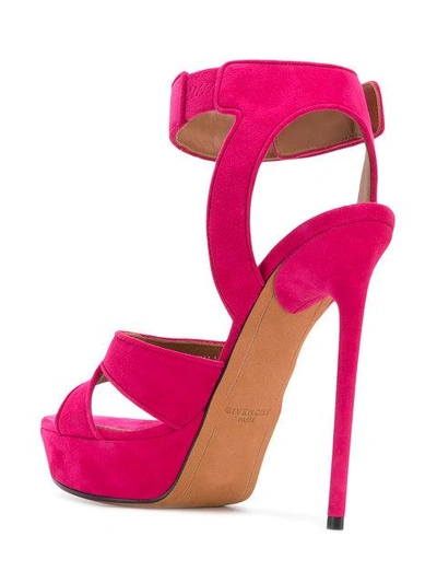 Givenchy Shark Suede Plateau Sandals In Pink