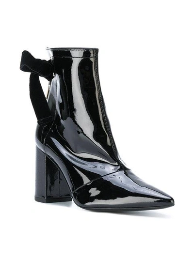 Shop Robert Clergerie X Self Portrait Velvet Bow Ankle Boots In Black
