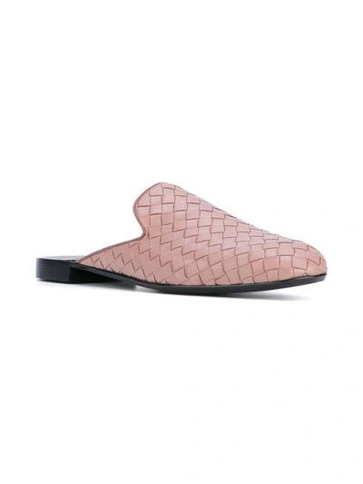 Shop Bottega Veneta Desert Rose Intrecciato Nappa Fiandra Slipper In Pink