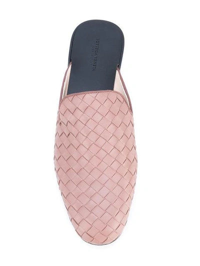 Shop Bottega Veneta Desert Rose Intrecciato Nappa Fiandra Slipper In Pink