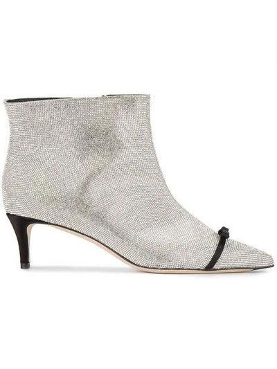 Shop Marco De Vincenzo Boots With Rhinestones And Bow In Metallic