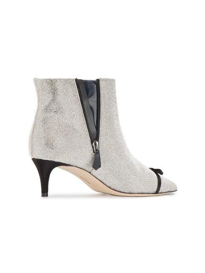Shop Marco De Vincenzo Boots With Rhinestones And Bow In Metallic
