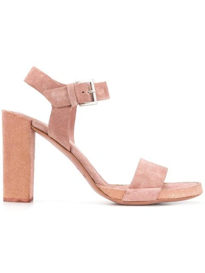 Shop Del Carlo Block Heel Sandals - Pink In Pink & Purple