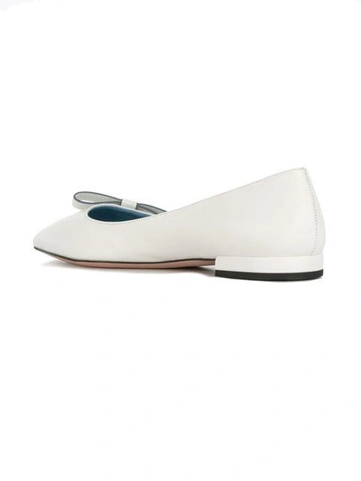 Shop Prada Branded Bow Ballerina Shoes In White