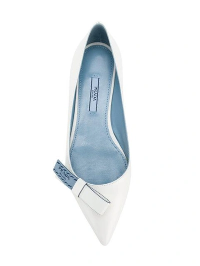 Shop Prada Branded Bow Ballerina Shoes In White