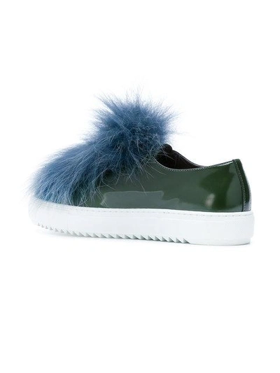 Shop Mr & Mrs Italy Fur Trim Embellished Sneakers In Green