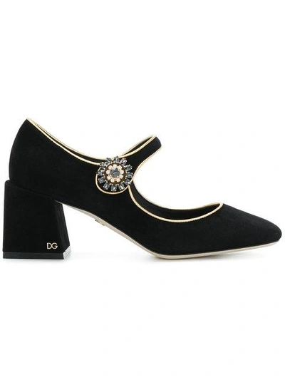Shop Dolce & Gabbana Chunky Heel Mary Janes In Black