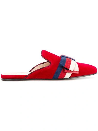 Shop Gucci Sylvie Web Bow Slippers In 6481