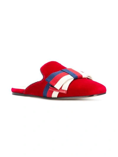 Shop Gucci Sylvie Web Bow Slippers In 6481