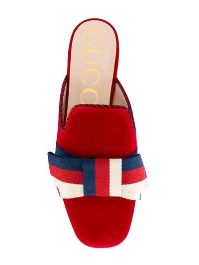 Shop Gucci Sylvie Web Bow Slippers In 6481