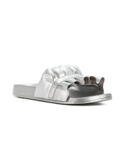Shop Michael Michael Kors Bella Sport Slider Sandals In Metallic