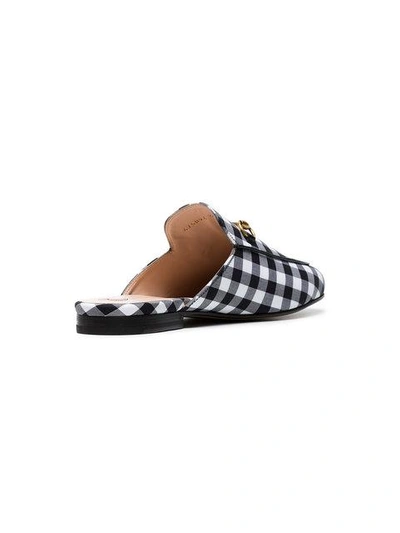 Shop Gucci Black Gingham Princetown Mules