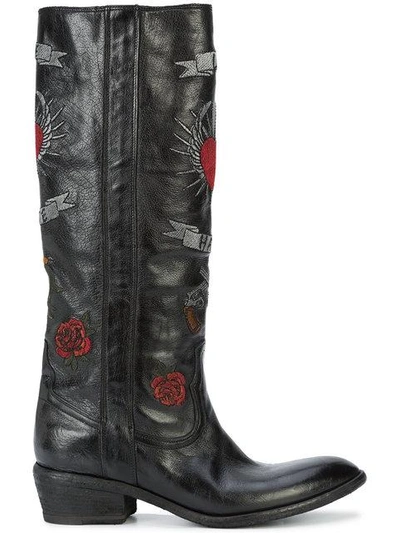 Shop Fauzian Jeunesse Embroidered Knee High Boots