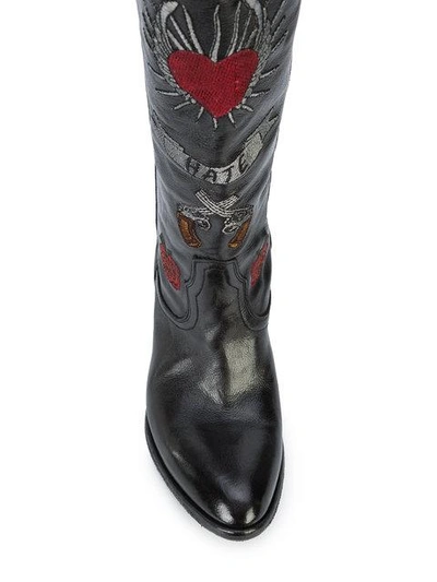 Shop Fauzian Jeunesse Embroidered Knee High Boots