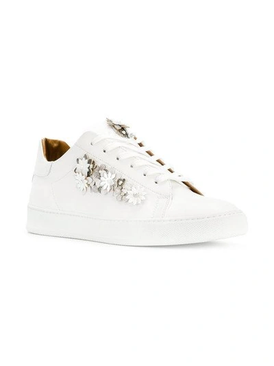 Shop Black Dioniso Floral Appliqué Sneakers In White