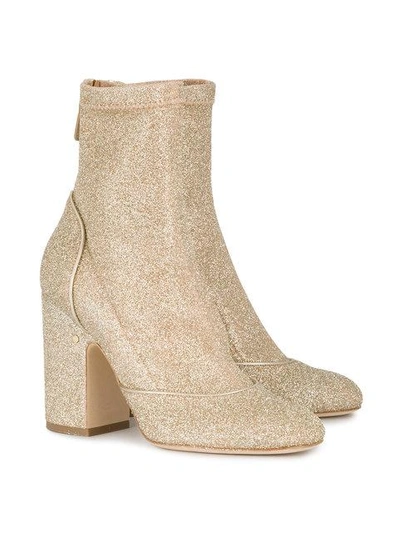 Shop Laurence Dacade Gold Glitter Melody 100 Sock Boots In Metallic
