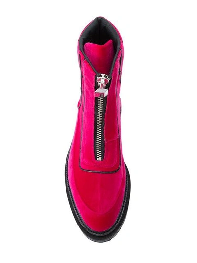 Shop Pierre Hardy Stitch Detailed Platform Sole Ankle Boots In Pink