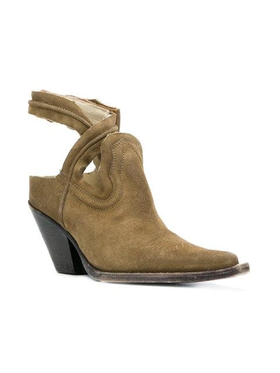 Shop Maison Margiela Cut-out Cowboy Boots In Neutrals