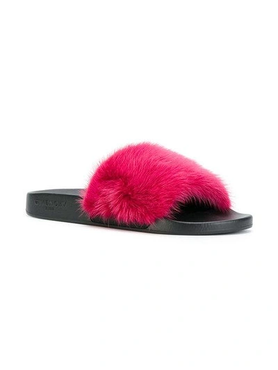 Shop Givenchy Fur-lined Slider Sandals