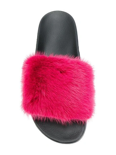 Shop Givenchy Fur-lined Slider Sandals