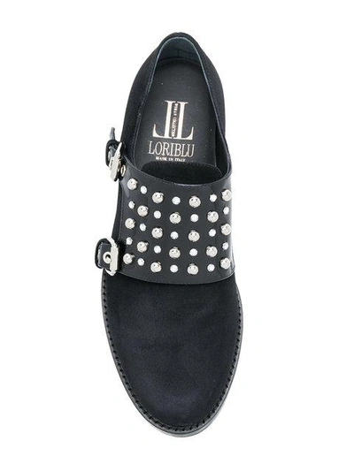 Shop Loriblu Studded Double Monk-strap Shoes In Black