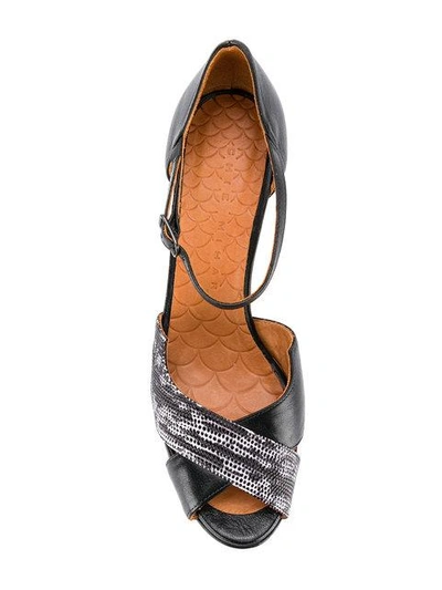 Shop Chie Mihara Años Sequin-embellished Sandals In Black