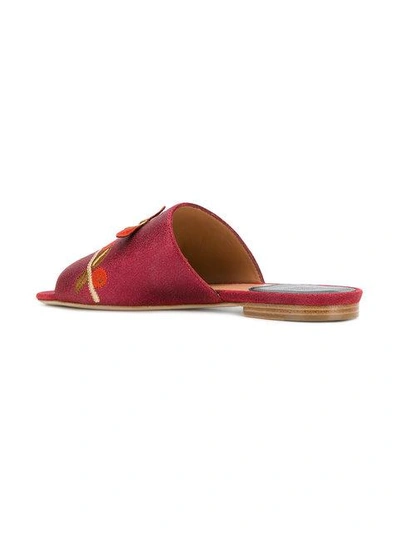 Shop Laurence Dacade Embroidered Sandals In Pink & Purple