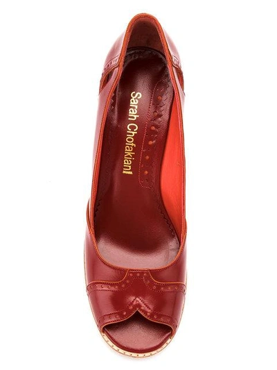 Shop Sarah Chofakian Patent Leather Pumps In Red