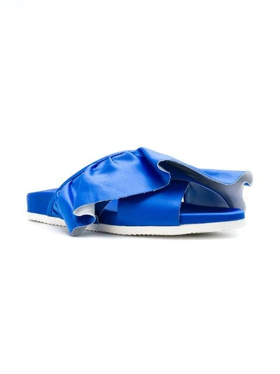 Shop Joshua Sanders Ruffled Slides In Blue