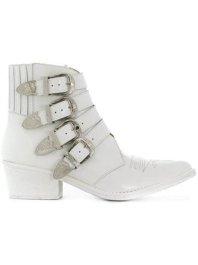 Shop Toga Buckled Ankle Boots In White