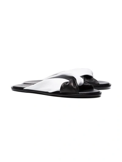 Shop Haider Ackermann Black And White Flat Leather Sandals