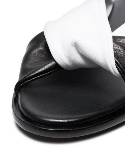 Shop Haider Ackermann Black And White Flat Leather Sandals