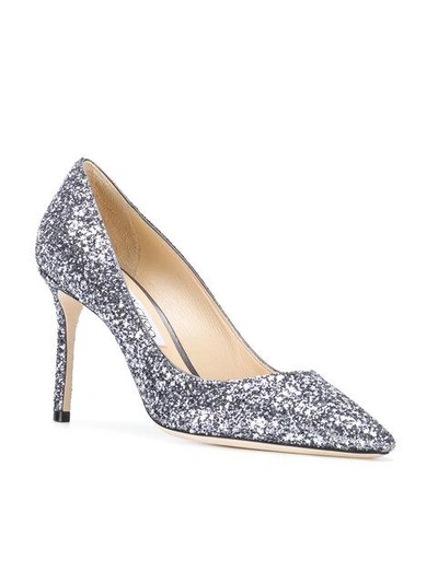 Shop Jimmy Choo Romy 85 Glitter Pumps In Metallic