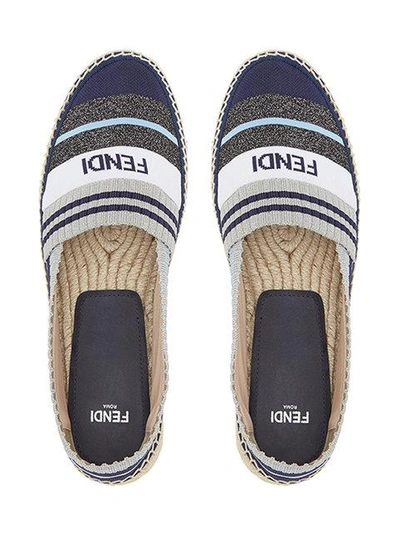 Shop Fendi Striped Espadrilles - Multicolour