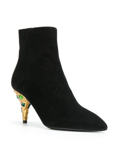 Shop Prada Embellished Heel Boots - Black
