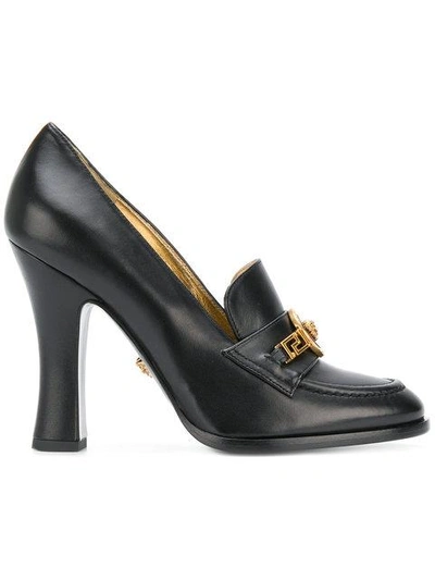 Shop Versace Tribute Loafer Heels In Black