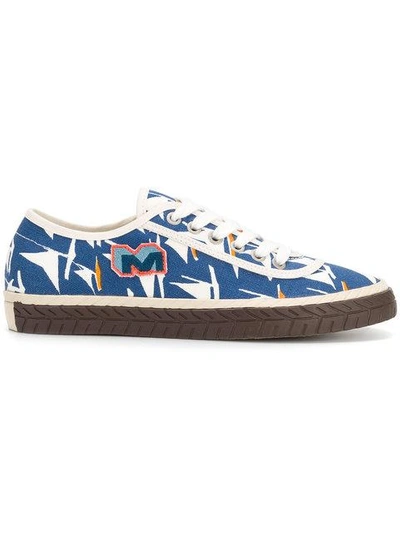 Shop Marni Printed Lace-up Sneakers - Blue