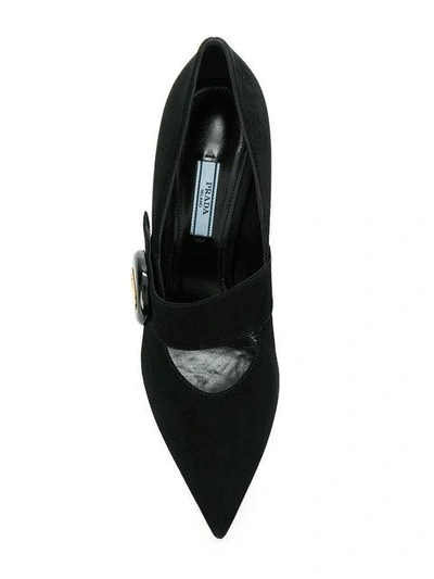 Shop Prada Buttoned Mary Jane Pumps - Black