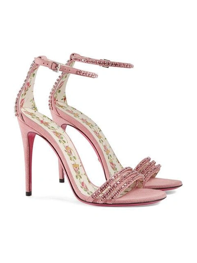 Gucci Ilse Crystal-embellished Ankle-wrap Sandal In Pink | ModeSens