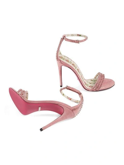 Shop Gucci Crystal Embellished Sandals In Pink