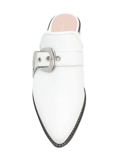 Shop Stuart Weitzman Buckle Detail Mules - White